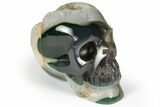 Polished Banded Agate Skull with Quartz Crystal Pocket #237000-1